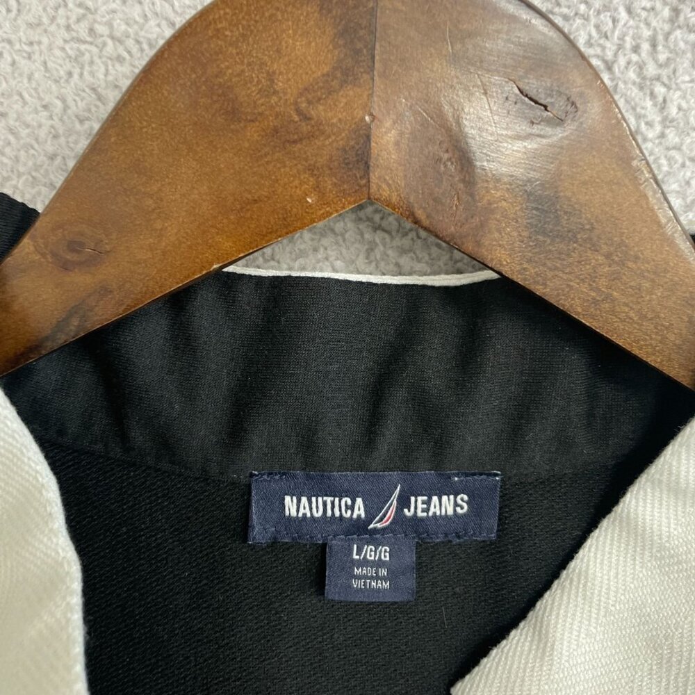 NWOT Nautica Jeans Women's Size L Sleeveless Tiered Black Dress Knee Shirt Dress - Picture 8 of 11